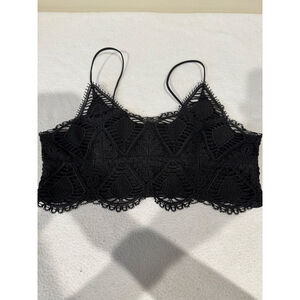 Women's Unbranded Black scalloped Lace adjustable Bandeau bralette L